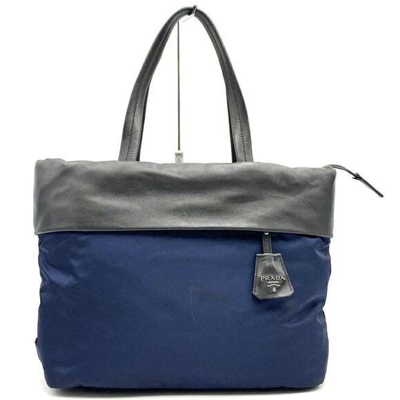 PRADA Navy Leather Tote Bag - Picture 1 of 11